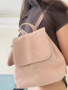 Элегантная женская сумка на плечо цвета Хаки 2023, осенняя мода, милые женские однотонные сумки, повседневный шикарный Женский рюкзак из искусственной замши