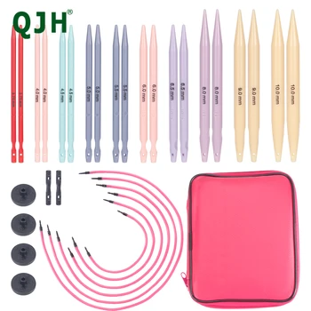 Варианты выбора для вязания QJH, сменный набор спиц из пластика ABS - 20 штук, 10 размеров, наборы спиц и инструментов для ткачества