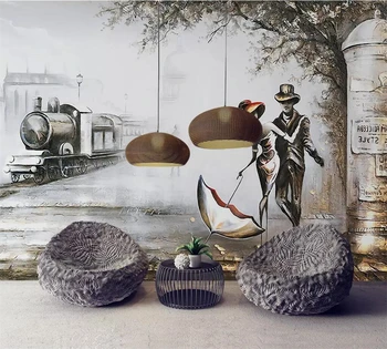 Бейбехан Пользовательские обои 3D фотообои Европейская рельефная романтическая пара персонаж поезд фон настенная живопись обои