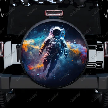 Красочный 3D рисунок астронавта из полиэстера, универсальный чехол для шин запасного колеса, чехлы для колес для прицепа RV, внедорожника, грузовика, кемпера