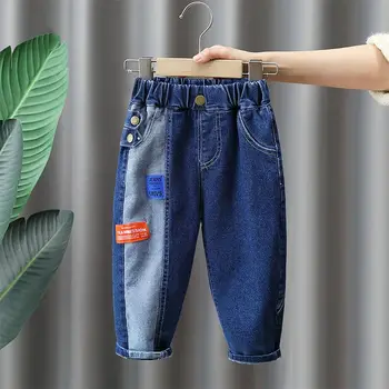2023 Весенне-осенняя детская одежда для мальчиков, детские эластичные джинсовые брюки для малышей, одежда для мальчиков, верхняя одежда, джинсовые брюки 2-8 лет