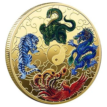 1 комплект Древних Мифических Существ Lucky Coin Инструмент Для Скребка Лотерейных Билетов Lucky Charms Challenge Coin Gold