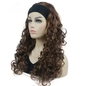 Женский парик длиной 3/4 дюйма с черной повязкой на голове, длинный вьющийся синтетический парик для ежедневного использования 22 дюйма