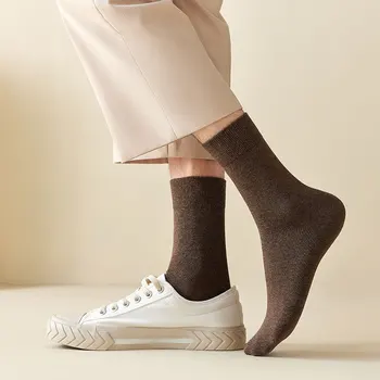 Осенние и зимние хлопчатобумажные мужские носки средней длины Хлопчатобумажные носки с двойной иглой, антибактериальные чулки для упражнений без аммиака
