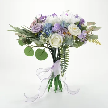 1 упаковка фиолетовой головки цветка из искусственного шелка, сумка для поделок, Букеты, Цветочная композиция, декор, Комбинированный набор из искусственных цветов