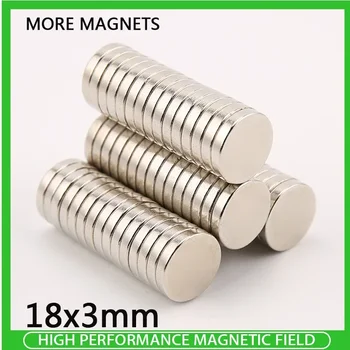 100ШТ Неодимовый дисковый магнит 18 мм x 3 мм Постоянный магнитный 18x3 мм Объемные маленькие круглые магниты диаметром 18 * 3 мм