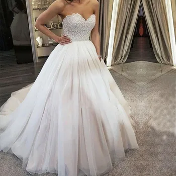 ZJ9001 Модные Классические аппликации из настоящего фото Винтажные свадебные платья с белым жемчугом 2022 Свадебное платье большого размера по индивидуальному заказу