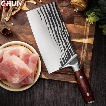 Кухонный Нож CHUN Из Высококачественной Стали 9Cr18, Японский Стальной Кованый Нож, Для Нарезки Мяса, Овощей, Нож Для Разделки Ребер, Деревянная Ручка
