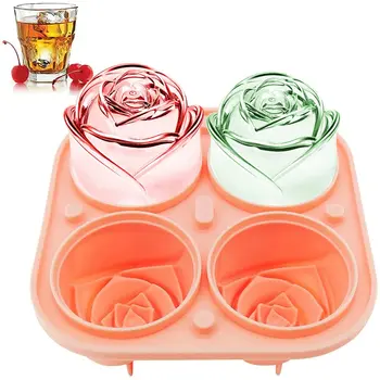 4 Гигантских подноса для кубиков льда в форме милой розы, силиконовая форма для кубиков льда для романтических напитков и десертов