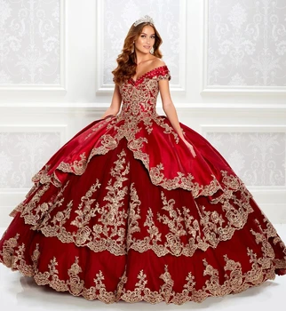 Бордовые Пышные Пышные Платья Бальное Платье С Открытыми Плечами Аппликации Из Бисера Мексиканские Сладкие 16 Платьев 15 Anos
