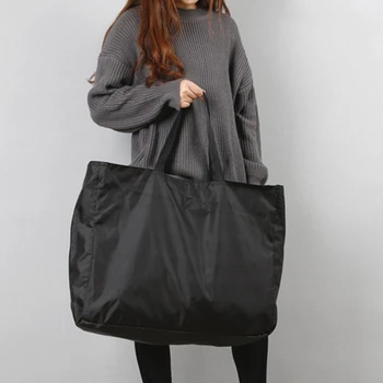 Женские сумки для покупок, однотонные сумки на молнии, Большая вместимость, моющиеся, многоразовые, простые, для улицы, сверхмощные, Новая модная сумка