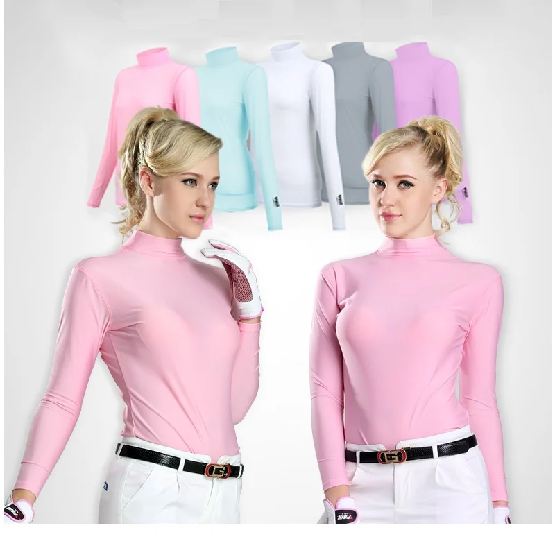 Солнцезащитная одежда для гольфа, вискозная футболка с длинным рукавом от холода для женщин, базовая рубашка, дышащая одежда, Тонкая рубашка для тела Изображение 1