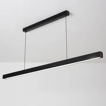 Современный светодиодный подвесной светильник Linear Hanging Lamp для домашней столовой, кухонной люстры, черного декоративного потолочного подвесного светильника