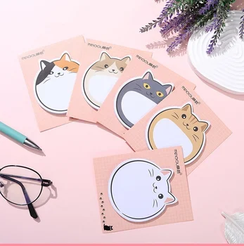 30 листов Kawaii Chubby Cat Sticky Notes Memo Pad, закладки, милый N Times Sticky Journal Planner, Канцелярские принадлежности для офиса