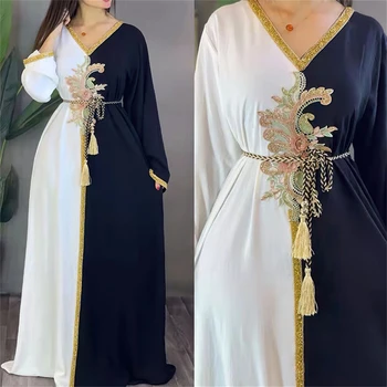 2023 Длинное платье для мусульманских женщин, Ближний Восток, Дубай, Абая, Летние повседневные шифоновые халаты, Исламская одежда, турецкие платья 8297