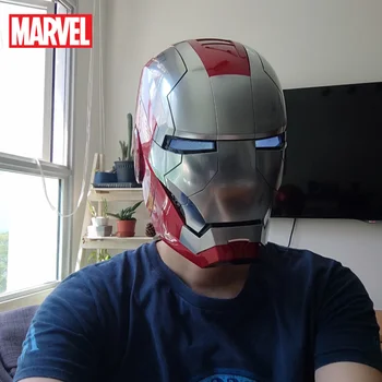 Горячая 1/1 Версия шлема Marvel Iron Man Autoking Mk5 с дистанционным и голосовым управлением, автоматический шлем-маска Железного Человека со светодиодной подсветкой, подарок для мальчиков