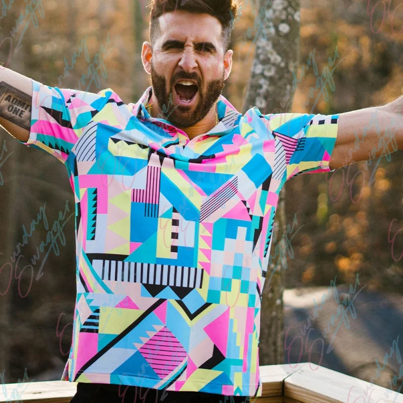 Sunday Swagger, Новая летняя рубашка для гольфа, мужская рубашка Поло с коротким рукавом, Дышащая одежда для настольного тенниса, Футбольный топ. Изображение 0