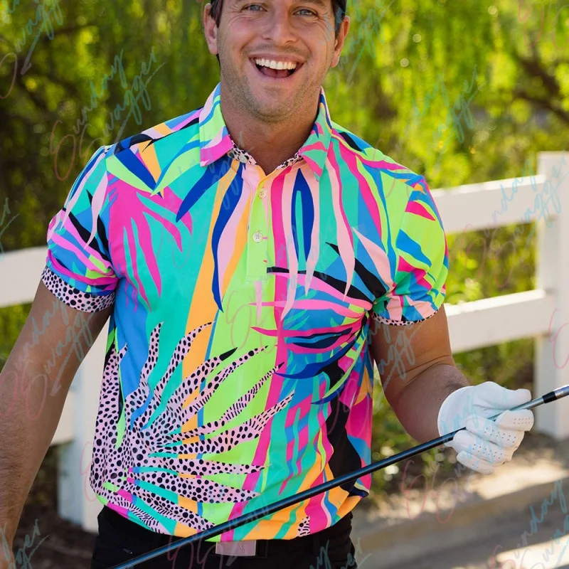 Sunday Swagger, Новая летняя рубашка для гольфа, мужская рубашка Поло с коротким рукавом, Дышащая одежда для настольного тенниса, Футбольный топ. Изображение 1