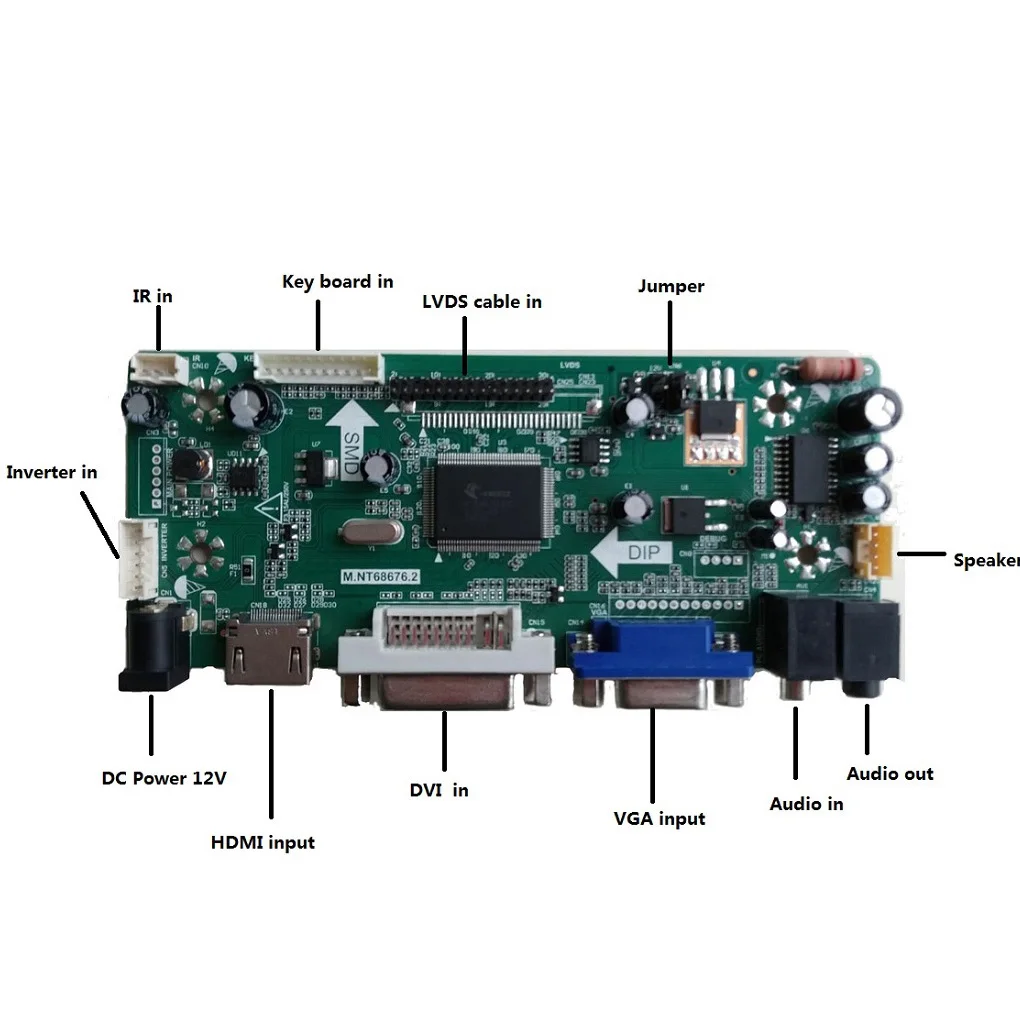 Комплект для M200O1-L06/L01/L02 M.NT68676 HDMI-совместимый + DVI + VGA + ЖК-плата контроллера панель дисплея 1600 × 900 20,0 