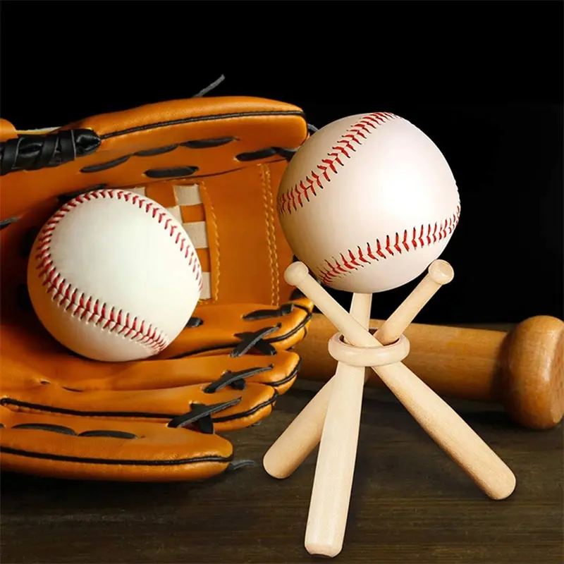 1 комплект Мини-бейсбольной биты Кронштейн Бейсбольный держатель Бейсбольный мяч для гольфа Теннисный Мяч Подставка для дисплея Сувенирный мяч Деревянная Подставка Держатель Новый Изображение 2