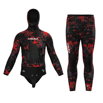 5 мм резиновый водолазный костюм для подводного плавания, мужской полусухой тепло- и морозостойкий камуфляжный костюм для охоты на рыбу для глубоководного плавания, раздельный водолазный костюм для подводного плавания