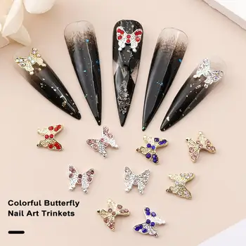 10шт Подвески для ногтей с бабочками из искусственного хрусталя, 3D Украшения для ногтей, аксессуары для маникюра 