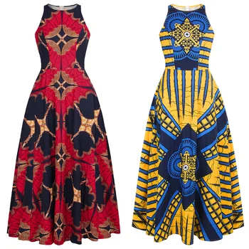 Африканское модное женское платье без рукавов с цифровой печатью, Индонезия, большие качели, платье, прямые продажи с фабрики