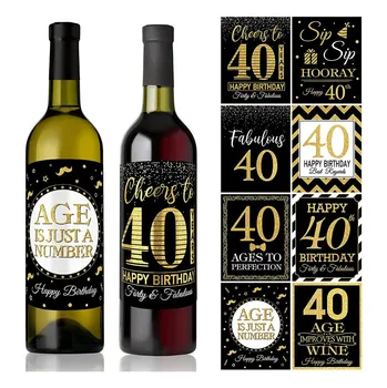 этикетки для винных бутылок на 40-й день рождения, золотые и черные наклейки 1982 года, веха Дня рождения, Поздравление с 40-летием, украшение вечеринки для взрослых женщин