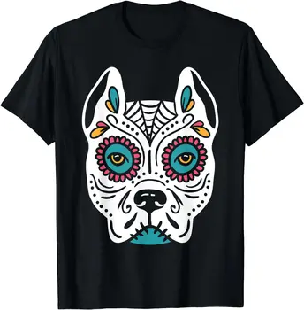 День мертвых Питбуль, собака, Сахарная Мексика, футболка с черепом животного, мужские футболки, футболки на Хэллоуин, Повседневные повседневные футболки Four Seasons