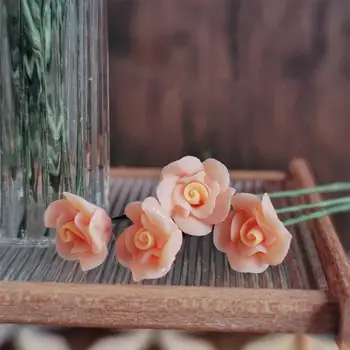 Кукольный цветок розы Реалистичная миниатюрная модель цветка розы для украшения кукольного домика Diy Home Garden Decor Отлично подойдет для кукольного домика