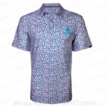 Мужские рубашки для гольфа, модная рубашка поло с лацканами, высококачественные летние спортивные рубашки с короткими рукавами и цветочным повседневным принтом, дышащая рубашка поло