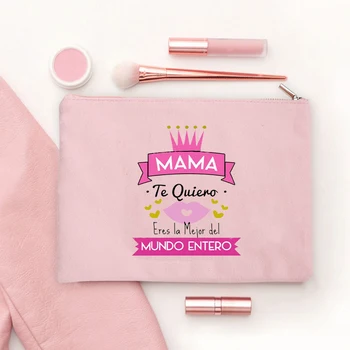 Женская сумка Праздничный подарок на День рождения, на День матери, косметичка для лучшей мамы в мире, розовая дорожная косметичка с принтом, косметичка для макияжа