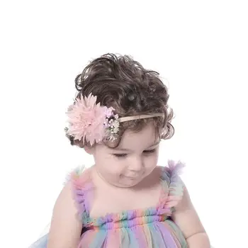 Удобный реквизит для фотосъемки с цветами, Весенне-летний головной убор, детская эластичная повязка на голову, головной убор, обруч для волос, детская лента для волос