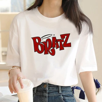 Футболка Bratz женская забавная футболка Y2K женская дизайнерская одежда в стиле харадзюку с графическим рисунком