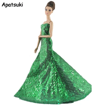 Модная кукольная одежда с зелеными блестками для куклы Барби Наряды Платье принцессы 1/6 Аксессуары для кукол Вечернее платье для куклы Барби