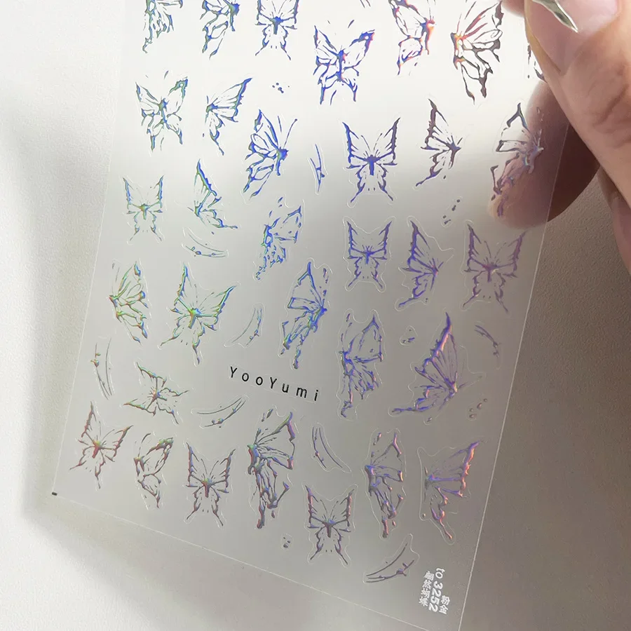 Наклейка для лазерного наращивания ногтей, японская винтажная наклейка для ногтей с красочной бабочкой MS439 Изображение 3