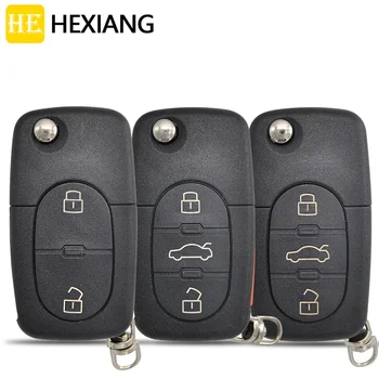HE Xiang Автомобильный Ключ Дистанционного Управления Для Audi TT A3 A4 A6 A8 Q5 Q7 Quattro ID48 Чип 4D0837231A 433 МГц Замена Флип 