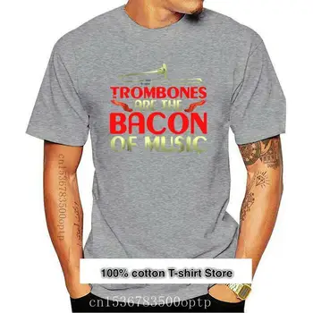 Camiseta divertida para hombre, camisa de manga corta con diseño de jugador de música Trombones Are The Bacon, de verano, 2020