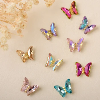 Дизайнерские подвески для ногтей с бабочками 3D-Роскошный декор для ногтей с бабочками из хрусталя 12x10 мм, маникюр с бабочками из страз*