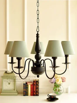 Люстра в американском стиле Кантри, ретро Простая художественная спальня, кабинет, железная декоративная лампа