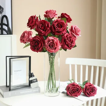 5ШТ Шелковая роза искусственный цветок Украшение стола для свадебной вечеринки реквизит для фотосъемки Домашний декор Праздничные принадлежности Flores Branch