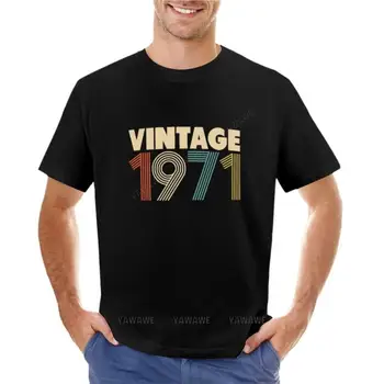 Винтажная футболка 1971 - 47th Birthday, короткая футболка оверсайз, Эстетическая одежда, футболки с кошками, мужская футболка