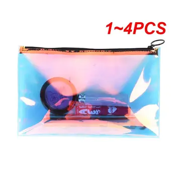 1 ~ 4ШТ Косметичка для защиты окружающей среды, прозрачная пластиковая лазерная сумка на молнии из ПВХ, водонепроницаемая красочная косметичка для красоты