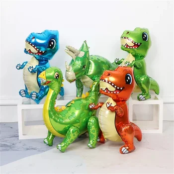 1 шт. Большие воздушные шары из фольги с динозавром 4D, зеленый Динозавр, Стоящий Дракон, украшения для Дня рождения, детские принадлежности, игрушки для мальчиков, Воздушные шары
