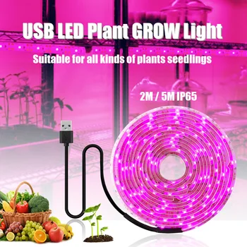 5V USB Led Лампа Для Выращивания Растений 2М 5М Полный Спектр Гидропонных Ламп Для Выращивания Комнатных Растений Тепличные Цветы Семена Фито Лампа Полоса