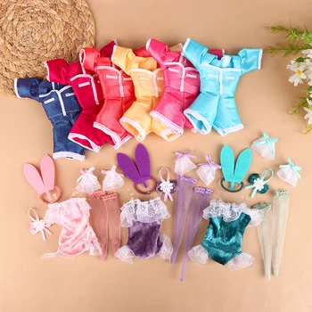 1 комплект кукольной одежды, шорты с коротким рукавом, сексуальное платье с кроликом, повязка на голову, чулки, униформа для вечеринки для куклы 30 см
