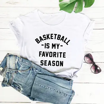 Баскетбол - мой любимый сезон, Забавная Футболка для любительницы баскетбола из 100% хлопка, Женская футбольная футболка, Подарок На День игры, Футболка для нее