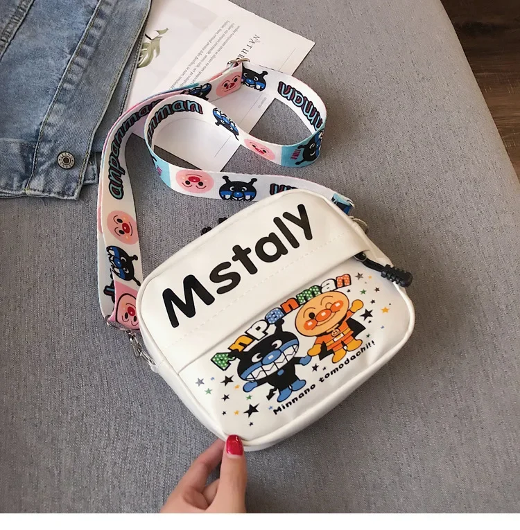 Новая мультяшная детская сумка-мессенджер Anpanman для мальчиков и девочек, маленький рюкзак с граффити, милая сумка для мобильных монет через плечо Изображение 1