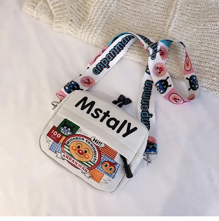 Новая мультяшная детская сумка-мессенджер Anpanman для мальчиков и девочек, маленький рюкзак с граффити, милая сумка для мобильных монет через плечо Изображение 4