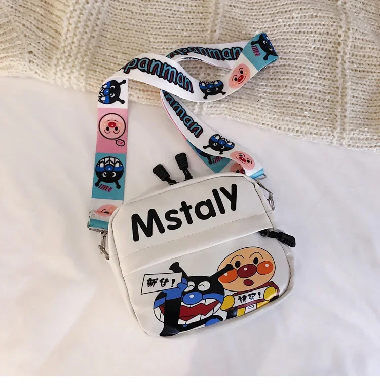 Новая мультяшная детская сумка-мессенджер Anpanman для мальчиков и девочек, маленький рюкзак с граффити, милая сумка для мобильных монет через плечо Изображение 5